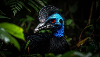 Naklejka premium Cassowary gaze in a Papuan forest