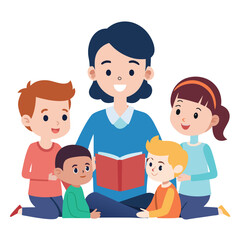 teacher and students are in study