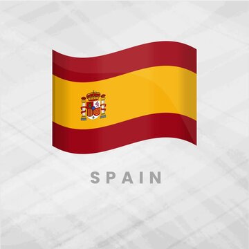 Vibrant Animated Spain Flag Waving with Bold Red and Yellow Stripes and National Coat of Arms Representing Heritage, Unity, and Southern European National Pride