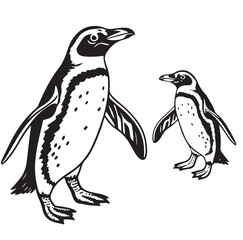 Naklejka premium Black and White Penguin Illustration