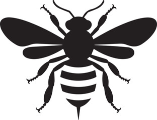 Simple bee silhouette vector illustration. Black insect icon with stripes for honey, nature, and apiary branding designs. Graphic isolated on white background.
