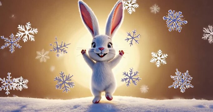 Animated rabbit winter scene