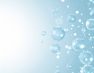 浮遊する発光細胞とクリーンなバイオ背景

