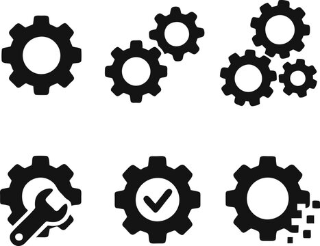 Gear and settings vector icon set.