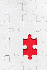 Jigsaw puzzle with missing piece. Missing puzzle pieces. Concept image of unfinished task. Completing final task, missing jigsaw puzzle pieces and business concept with a puzzle piece missing.
