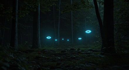 Forest path, glowing eyes