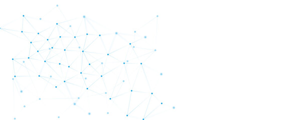 Blue white abstract polygon connection mesh digital technology futuristic communication high tech concept dots lines connect network background. 