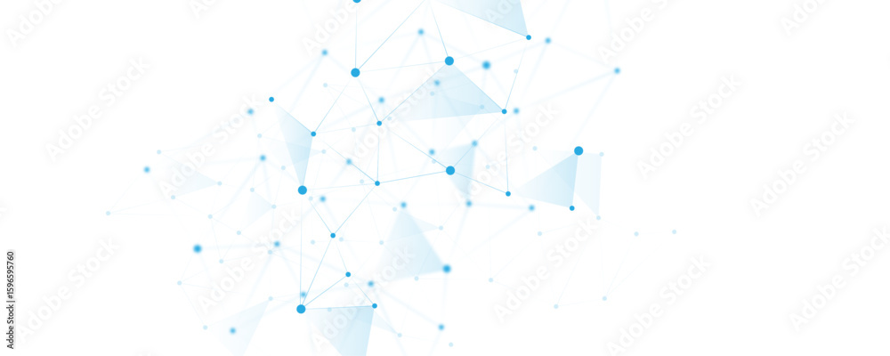 Fototapete blue white abstract polygon connection mesh digital technology futuristic communication high tech co