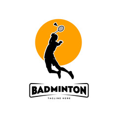 badminton player jumping for smash logo design