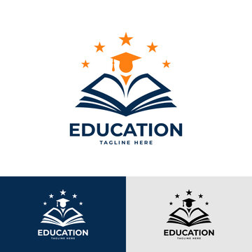 education logo with a book and graduation cap