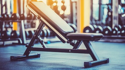 Adjustable Weight Bench in Modern Gym with Equipment and Lighting