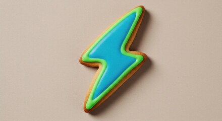 Lightning-shaped frosted cookie