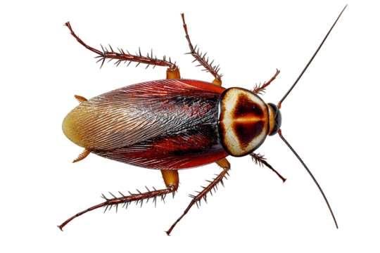 Close-up of a vibrant cockroach.