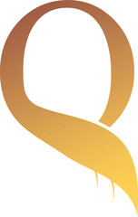 Q Letter Logo. Couffeur, Hair and Beauty. Golden.