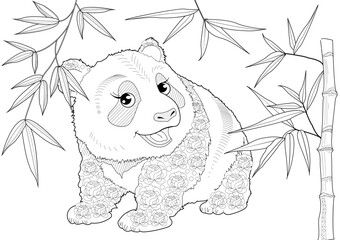 Coloring for art therapy. Animals and plants of Asia. A calming and educational journey around the world with a collection of coloring pages.