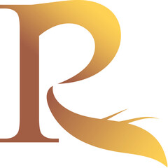 R Letter Logo. Couffeur, Hair and Beauty. Golden.
