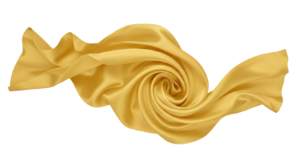 Isolated Flowing Gold Silk Fabric