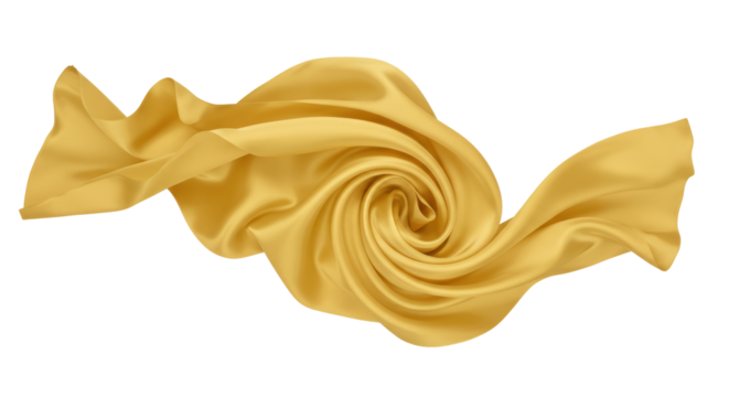 Isolated Flowing Gold Silk Fabric - Powered by Adobe
