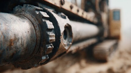 A dirty looking piece of machinery with a chain on it