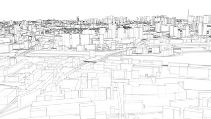 Urban modern landscape. Vector rendering of 3d