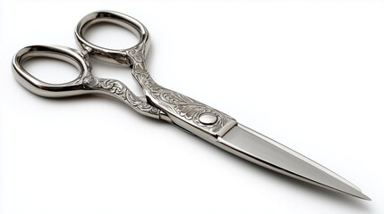 Obraz premium High-quality sewing scissors with sharp blades, isolated for clarity on a white background.