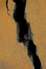Fractured Surface An Abstract Macro View of a Deep Crack on Rough Wall Texture For Design