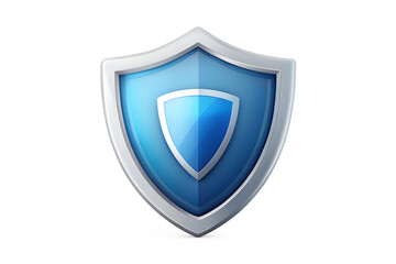 A glossy blue shield icon symbolizing security and protection isolated on transparent background