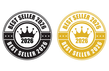 Best Seller 2026 Stamp – Best Seller 2026 Badge Icon Set – Gold and Black Best Seller 2026 Labels for Premium Products and Marketing Design