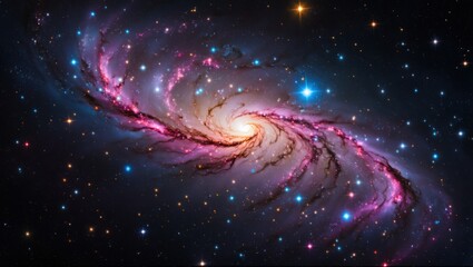 Obraz premium Majestic Spiral Galaxy Swirls with Cosmic Dust and Stars