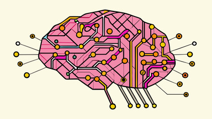 Artificial intelligence brain circuit board technology neural network machine learning deep learning concept design