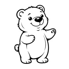 Fototapeta premium Bear standing on hind legs – Cute coloring book illustration for kids