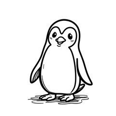 Fototapeta premium Cute penguin coloring page – Adorable hand-drawn design for kids