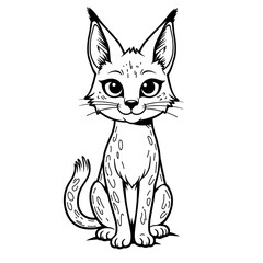 Fototapeta premium Caracal with tufted ears – Cute and easy coloring book design for kids