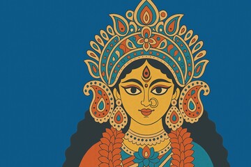 Obraz premium Durga puja simple illustration. 