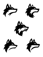 black and white wolf icons