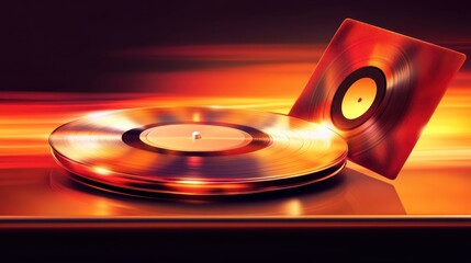 Vibrant Abstract Design of Vinyl Record with Dynamic Background Effects