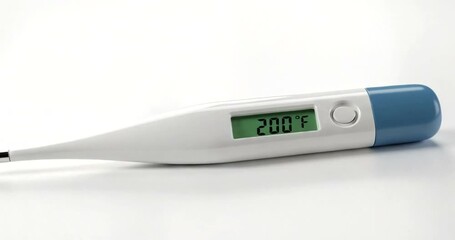 Digital thermometer displaying 200?F on a white surface