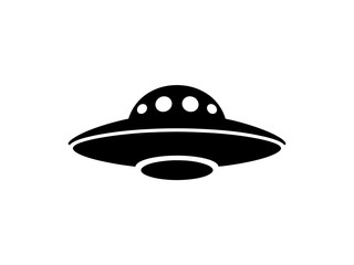 Fototapeta premium Alien encounter Explore a black and white silhouette illustration of a flying saucer in the cosmos