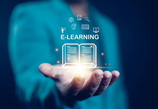 E-learning education concept, internet lessons and online webinar. who attends online lessons on a digital Education learning online with webinar, learn,training, education, course, tutorial,	
