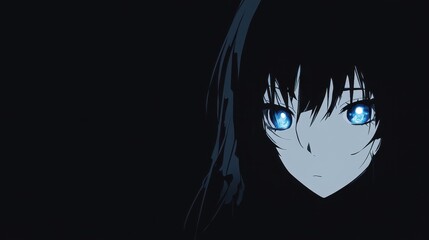 Close-up Anime Girl with Striking Blue Eyes.
