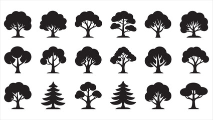 Black Tree Vector Set for Professional Designs