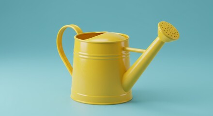 yellow watering can isolated