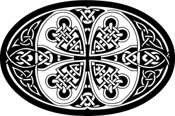 Geometric Pattern of Celtic Crosses and Knots in Gold vector illustration