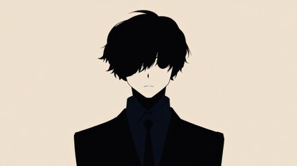 Silhouette of a stylish anime boy in formal wear.