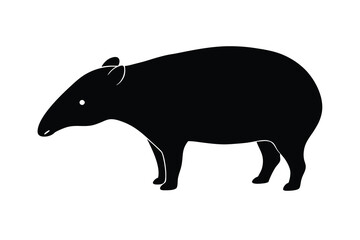 Fototapeta premium Simple Black Silhouette Illustration of a Tapir on a White Background
