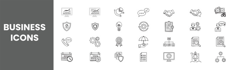 Transparent PNG available
Business Process icon collection set. Containing design, business, process, management, system, technology, strategy, and more. Solid vector icons collection