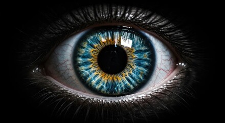 Fototapeta premium Close-up of a vibrant blue eye