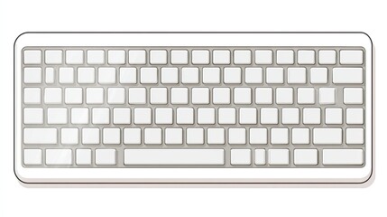 White Computer Keyboard on White Background