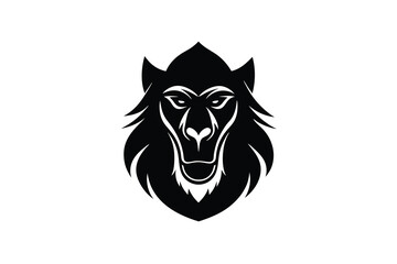 Obraz premium Stylized Black and White Baboon Head Vector Illustration for Logo Design