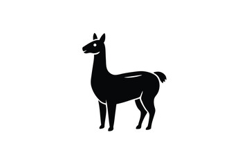 Obraz premium Simple Black Silhouette of a Llama Standing on a White Background